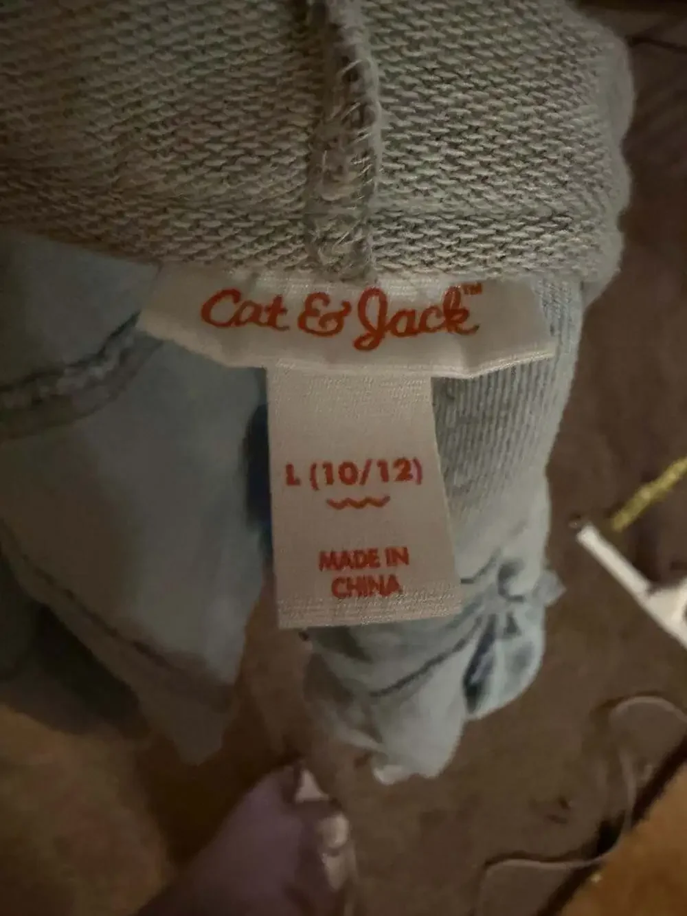 Cat & Jack Girls Light Wash Denim Jacket with Hood and Raccoon Graphic Patch